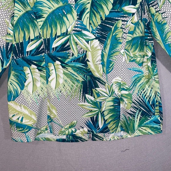 Chicos Jacket Womens 2 Green Blue Floral 3/4 Sleeve Full Zip Up Collared Casual - Picture 11 of 15